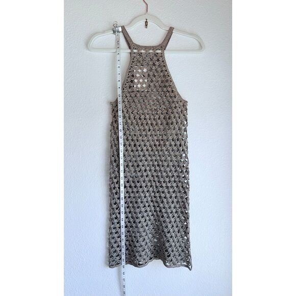 NWT My Beachy Side Macaron Hand Crochet Mini Dress Cover Up in Bronze Sz Medium - Picture 8 of 10